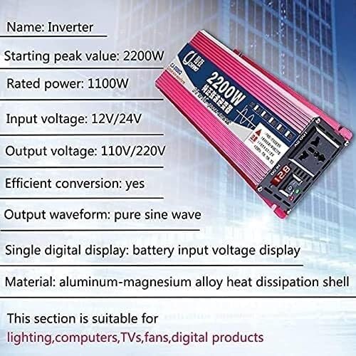 Pure Sine Wave Power Inverter 1600W 2200W 3000W DC 12v 24v 48v 60v to AC 110V/220V Converter with LCD Display and Outlets AC outlets for RV Truck Car 1600W-24Vto110V(12vto220v,1600W)