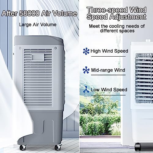 7.9 Gal Portable Swamp Cooler, 3-in-1 Evaporative Air Cooler with Auto Oscillating, 3 Speeds, 12h Timer & 4 Ice Packs, Windowless Air Conditioner for Backyard, Garage, Patio, Indoor