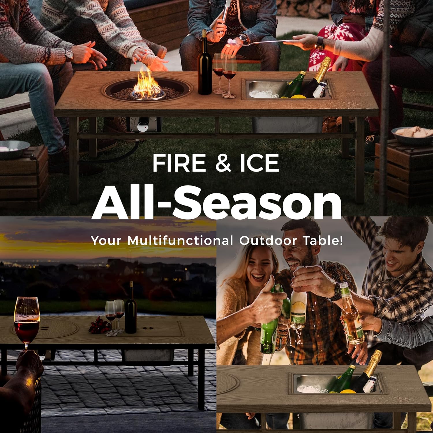 Green4ever Aluminum Propane Fire Pit Table, 47