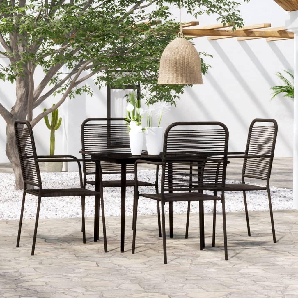5 Piece Patio Dining Set Black,Stylish Garden Dining Set with Black PowderCoated Steel Frame and Glass Tabletop for Outdoor and Indoor Use Furniture Sets for Patio, Lawn & Garden
