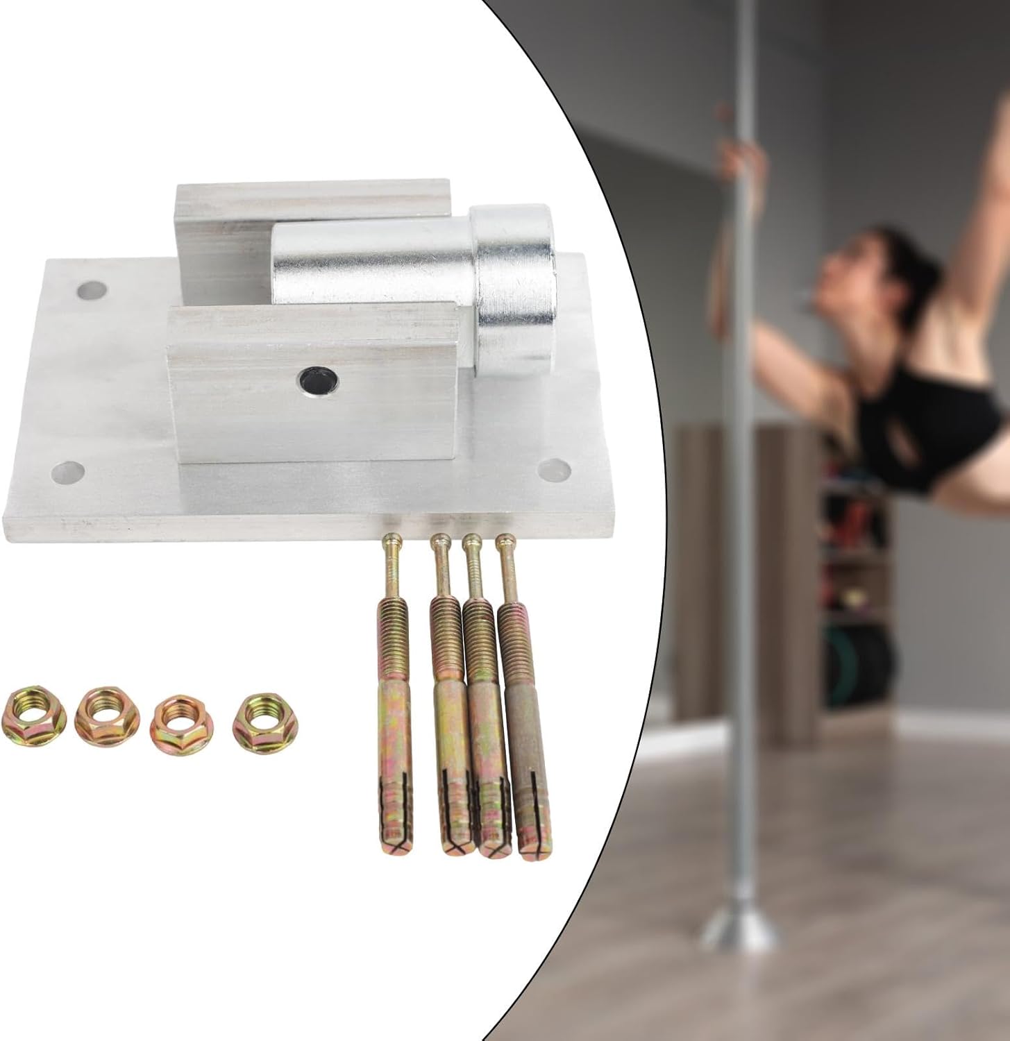 Colaxi Pole Dance Fixed Plate, Rectangular Top Plate, Rotating Fixed for Home Pole Dance Accessory, Universal