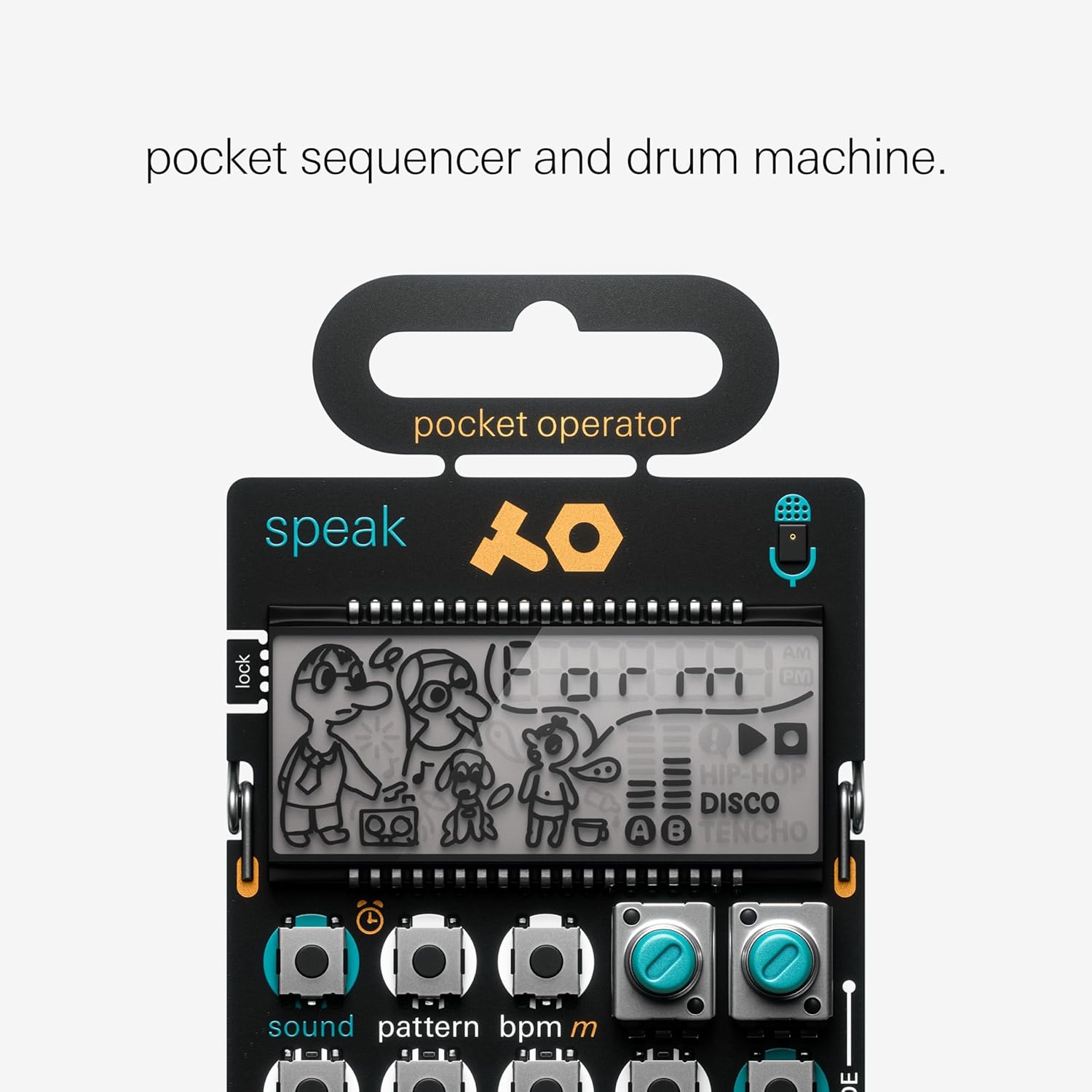 teenage engineering pocket operator PO-35 speak, vocal synthesizer, sampler and sequencer with built-in microphone for 8 different voice characters