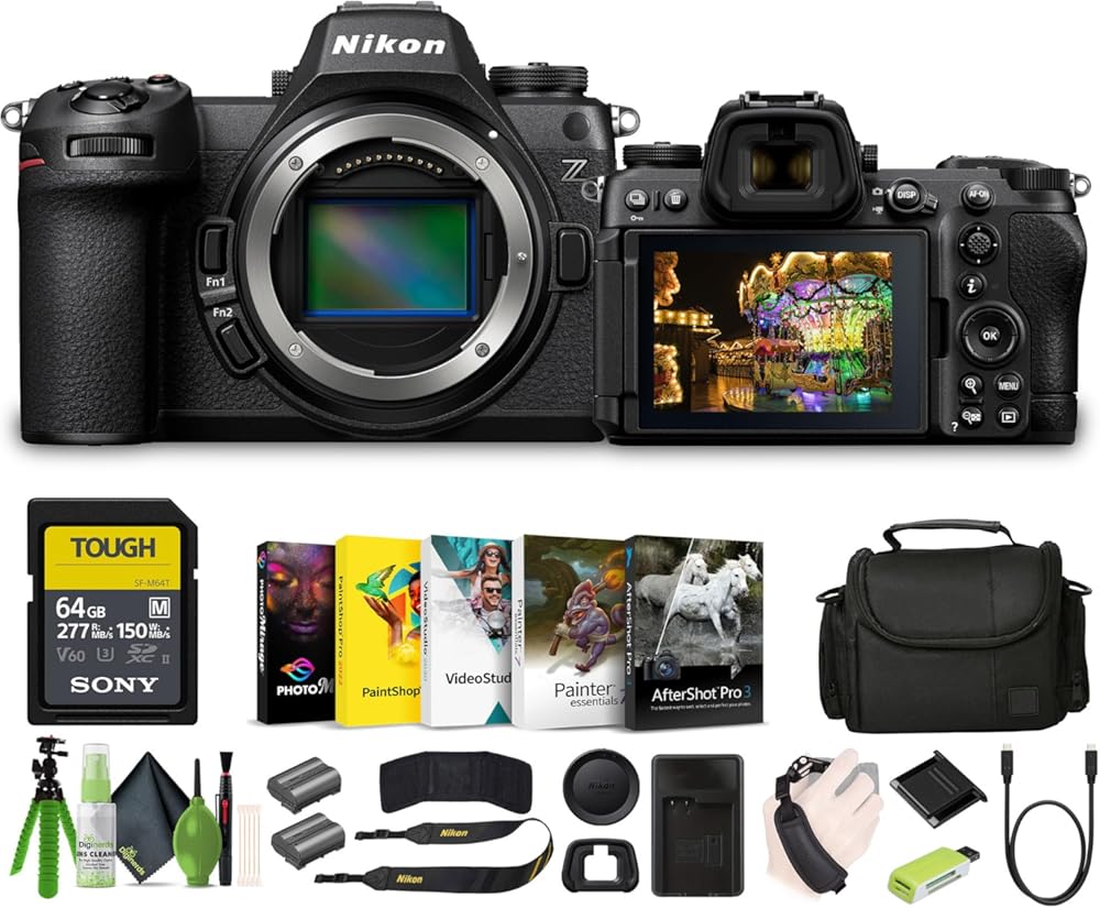 Nikon Z6 III FX-Format Mirrorless Camera + EN-EL15C Battery + Memory Card Wallet + 64GB SF-M Tough Series Memory Card + 3 Piece Filter Kit + 12 Inch Flex Tripod + Photo Editing Software + More
