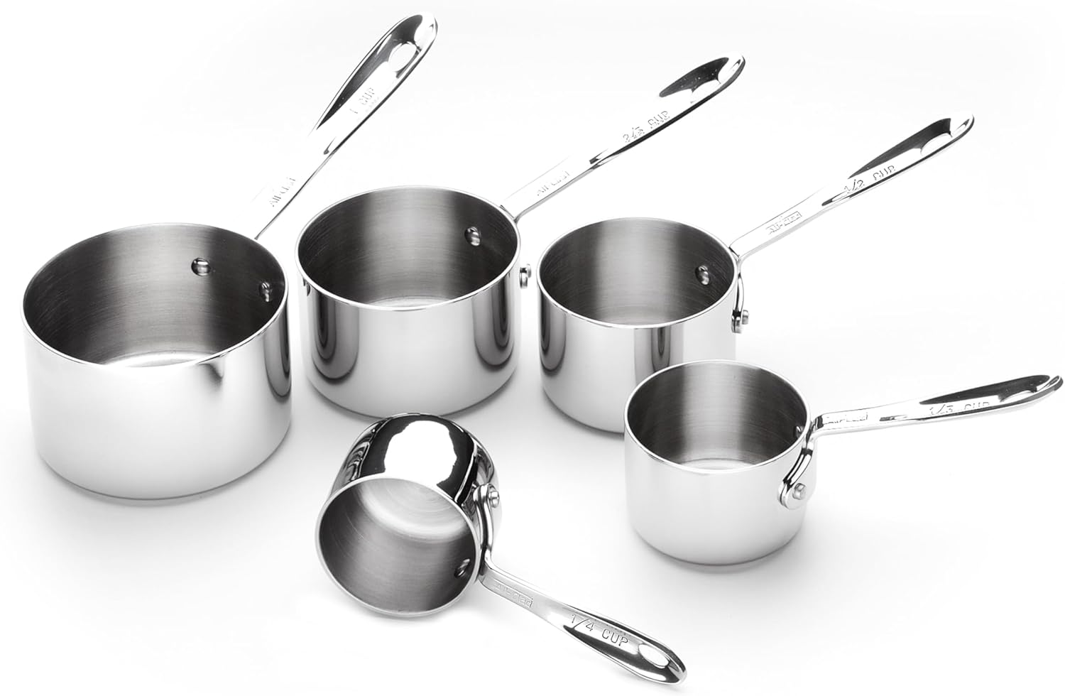 All-Clad Kitchen Accessories Stainless Steel Measuring Cup Set 5 Piece Cookware, Pots and Pans, Dishwasher Safe Silver