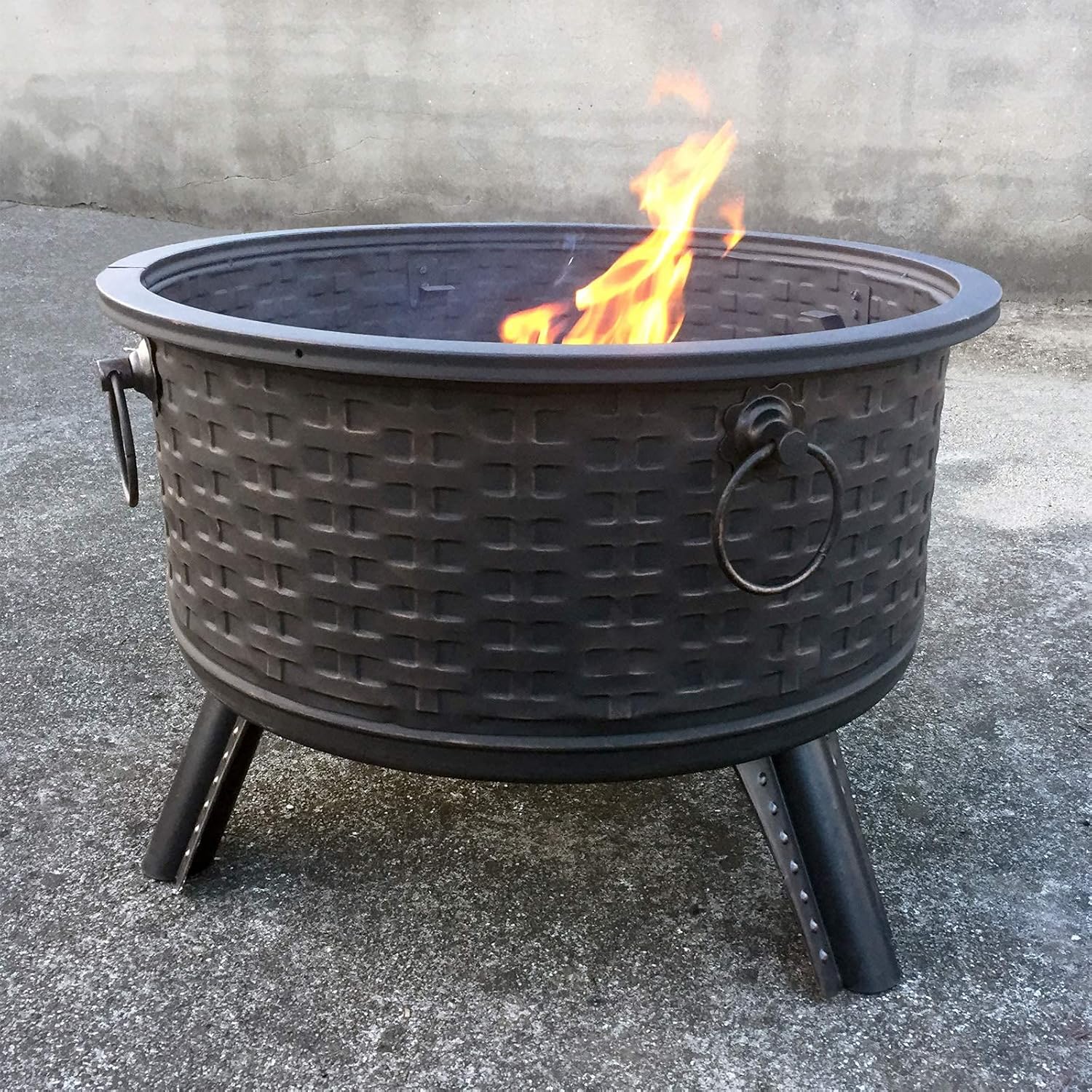 Fire Pit with BBQ Grill Shelf,Outdoor Metal Brazier Firepit Garden Patio Heater/BBQ/Ice Pit with Waterproof Cover
