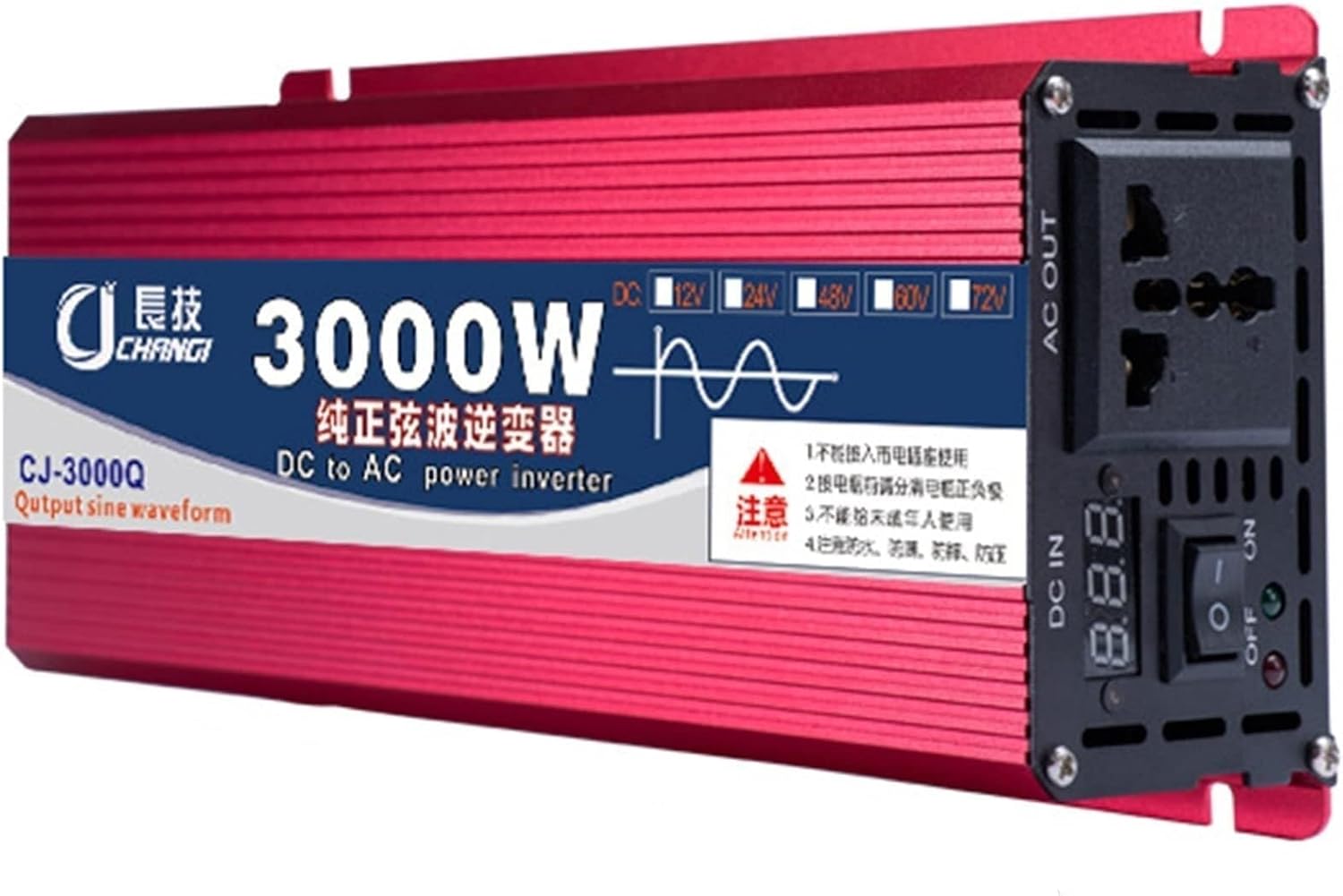 Pure Sine Wave Power Inverter 1600W 2200W 3000W DC 12v 24v 48v 60v to AC 110V/220V Converter with LCD Display and Outlets AC outlets for RV Truck Car 1600W-24Vto110V(60vto110v,3000W)
