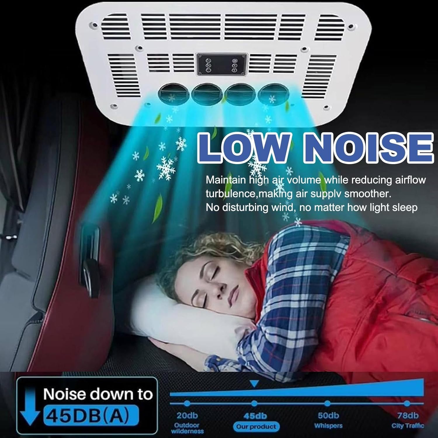 12v/24v Rv Air Conditioner, Truck/Car Electric Roof Ac-Only Cooling/Cooling+Heating,Light & Portable,Minimum Opening Size: 25 * 41cm,Working Area: 6-8 Square Meters In The Cab,WhiteCool+Heat24v