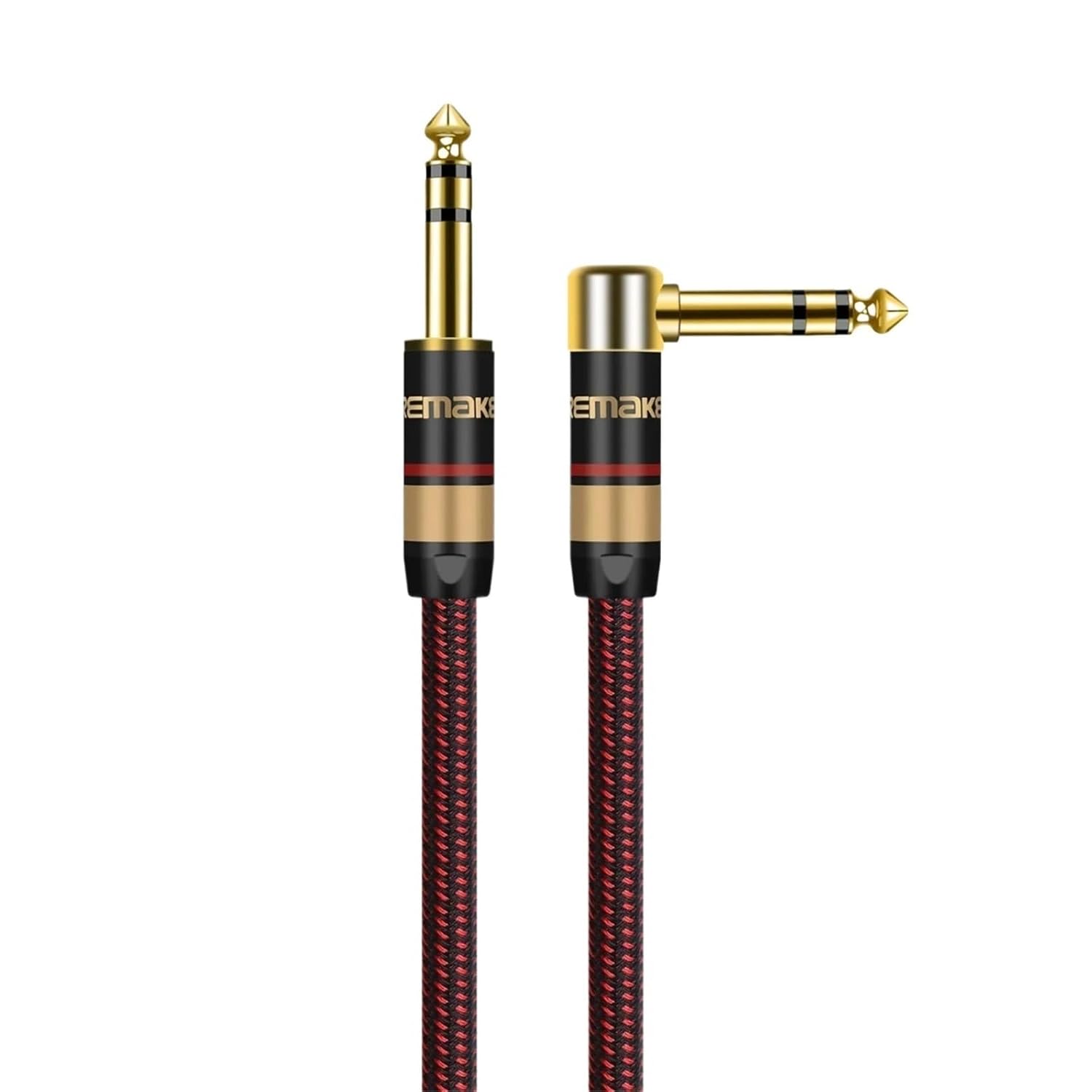 Stereo Audio Line TRS 1/4 Inch Male to Male Guitar Amp Cord 6.5mm to 6.5mm for Guitar Sax Speaker Amplifer Mixer Equalizer(Red-Straight L,2m)