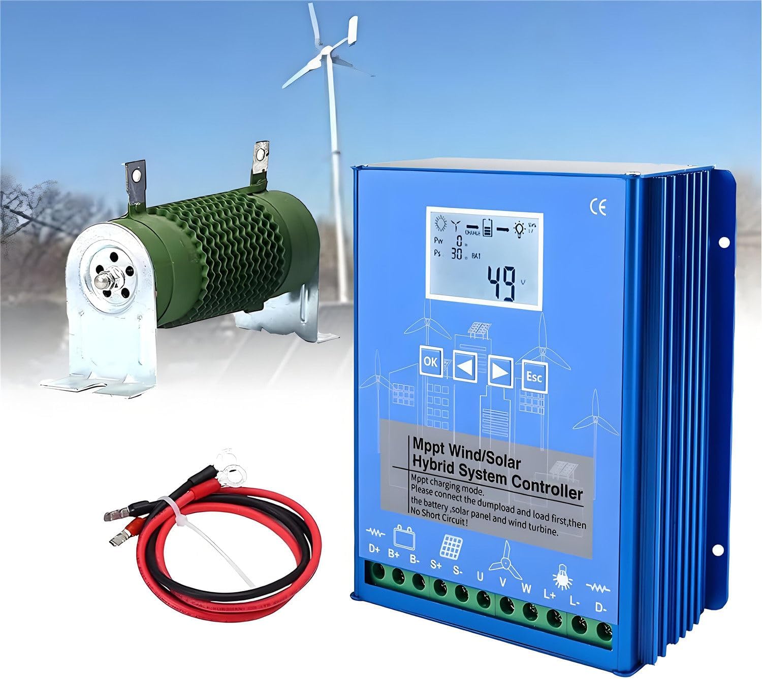 15000W Wind and Solar Hybrid Charge Controller，12V 24V 48V LCD Display MPPT Boost Charging，Wind Turbine Solar Panel，for Wind Turbine Generator Charger Battery 12V