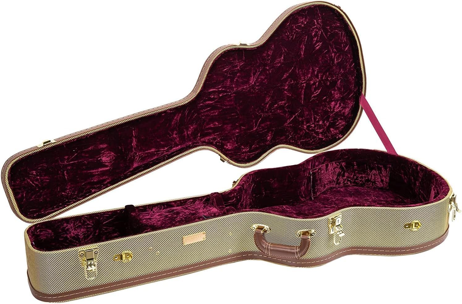 Crossrock Deluxe Wood Case for 335 Style 6 string Semi-Hollow Electric Guitars, with removable straps, interior compartment-Tweed (CRW700SATW)