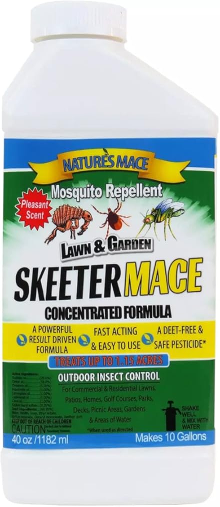 Nature’s MACE Outdoor Pest Repellent Spray – Kills & Repels Multiple Insect Types – Treats Lawns, Shrubs, and Patios – Safe for Family, Pets, and Plants – Essential Oil Formula with Fresh Scent – 40oz
