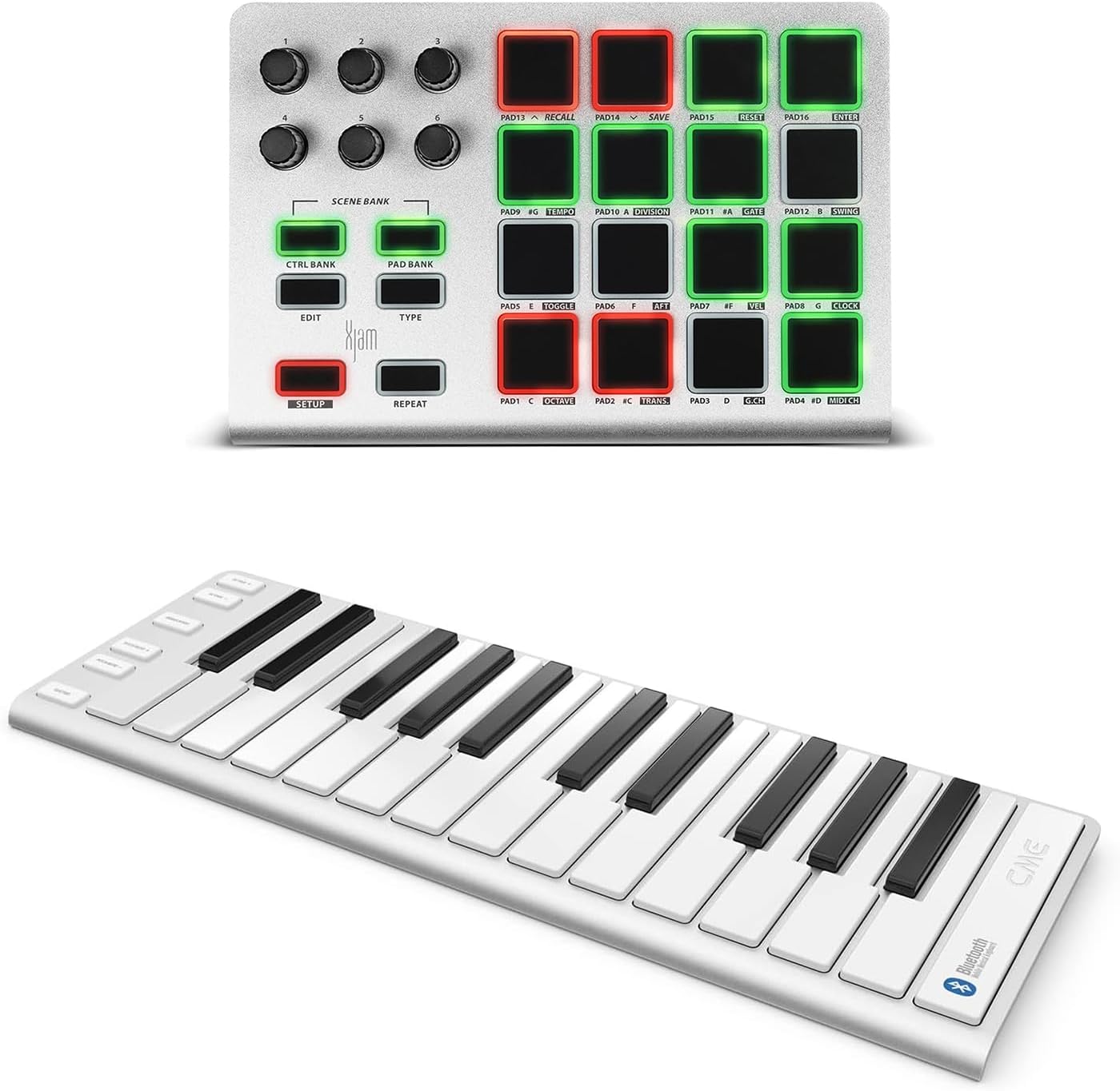 Xkey 25 Air + Xjam USB | Mobile MIDI Keyboard + Controller Pack | Ultra-thin, aluminum, mobile-friendly | Velocity-sensitive, polyphonic aftertouch | Plug & play via USB MIDI