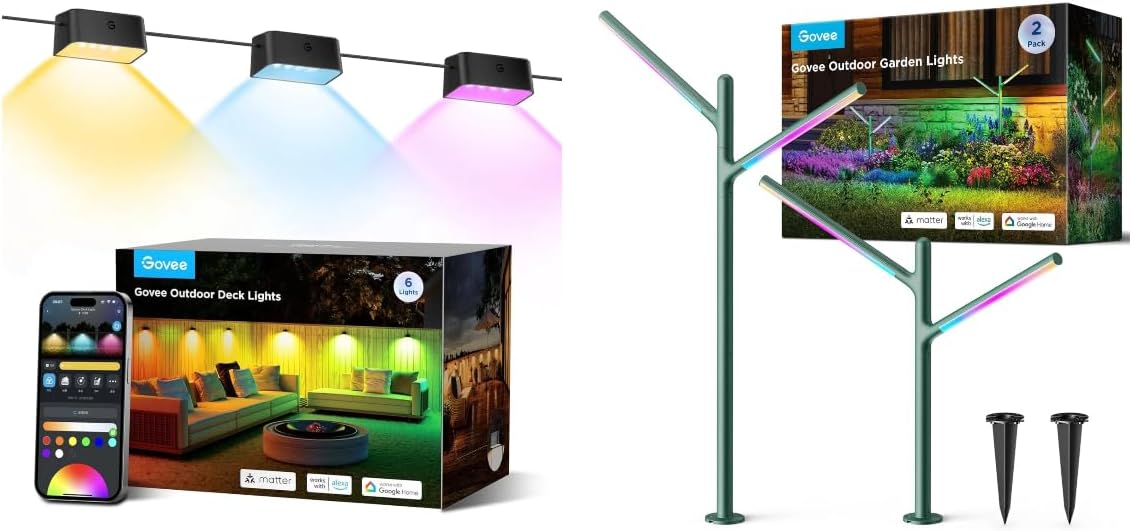 Govee Outdoor Deck Lights Bundle with Govee Outdoor Garden Lights, Waterproof for Outdoor Decorations, Landscape Lighting