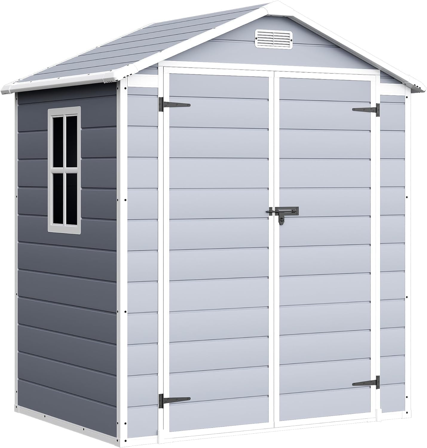 Devoko 6x4 FT Outdoor Storage Shed - Waterproof Plastic Resin Garden Shed with Lockable Door & Floor, for Backyard, Patio, Lawn & Pool Tools