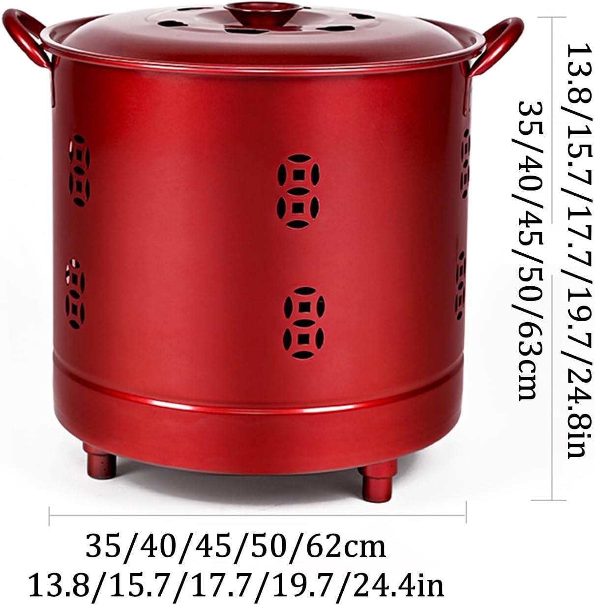 Burn Barrel Stainless Steel Fire Pit Paper Burner Yard Waste Incinerator Burn Barrels for Outside for Burning Trash Burn Cage for Garden Paper Leaf Trash Wood Backyard Bonfire.(Red-Medium-40x40CM/15.7
