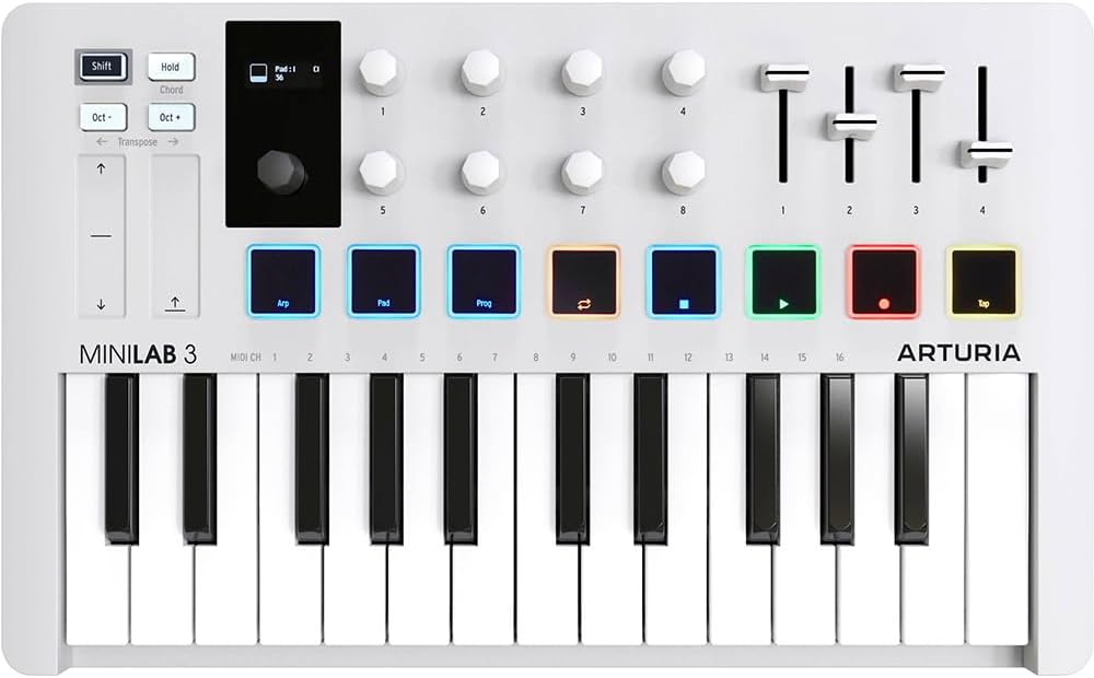 Arturia 231501 MiniLab 3 25-Key MIDI Controller Keyboard White (Renewed)