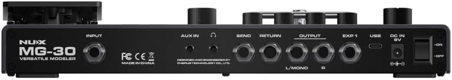 NUX MG30 Guitar Multi-Effects Pedal Guitar/Bass/Acoustic Amp Modeler Bundle w/ 2X Strukture S6P48 Woven Right Angle Patch Cables and Liquid Audio Polishing Cloth