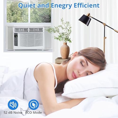 6000 Btu Window-Mounted Air Conditioner, Cools Up to 250 Sq Energy Saving Window AC Unit with 3 Adjustable Fan Speeds,Quiet Operation, Perfect for Bedroom,Dormitory,Apartment