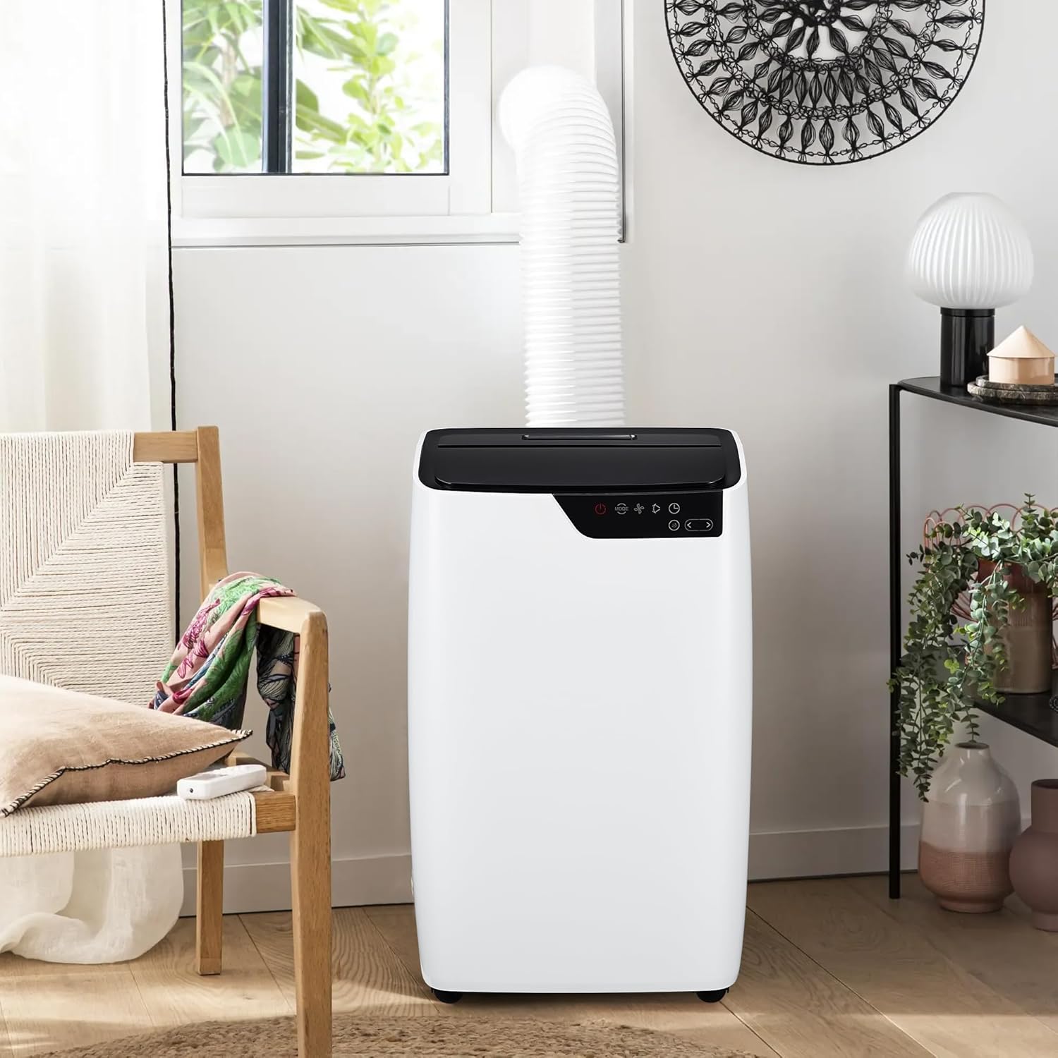 Portable Air Conditioners, 12000 BTU Air Conditioner for Rooms Up to 550 Sq.Ft, 3-In-1 Portable AC with Quick Cooling, Dehumidifying, 3-Speed Fan, 24H Timer, Remote, Ultra-Quiet, White and Black
