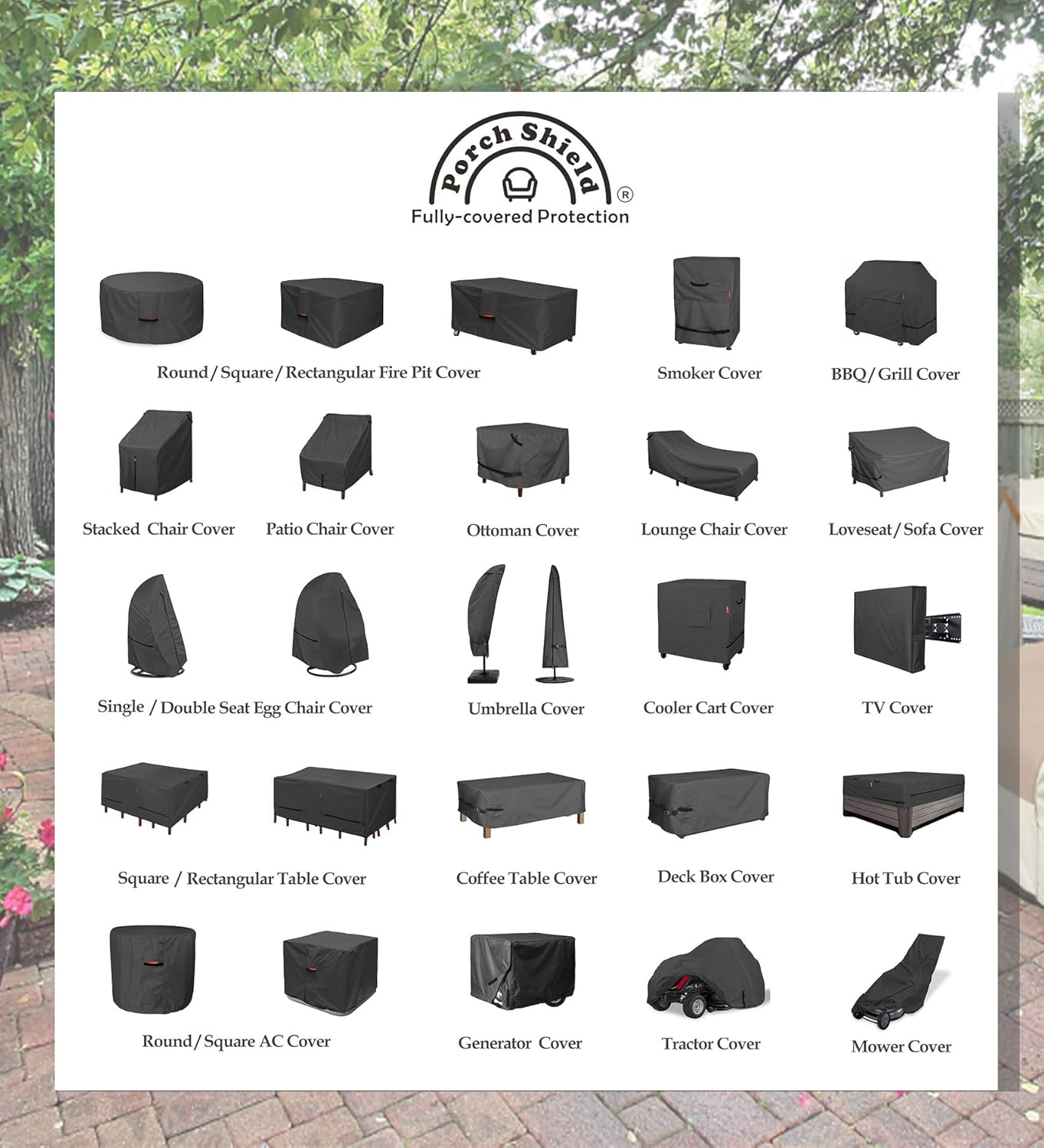 Porch Shield Patio Table Cover - Waterproof Outdoor Dining Table and Chairs Furniture Set Cover Rectangular - 125 x 73 inch, Black