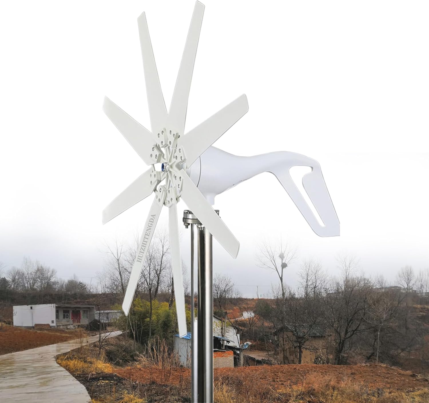 3000W 8 Blades Wind Turbine Generator Kit 12V 24V 48V for Charging Marine Garden Lamps with MPPT Controller for Terrace Marine Motor Home Boat(12V)