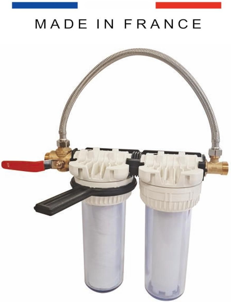 Double Filter Station with Filter and descaling cartridges - Cartridge Duration 6 Months - French Production