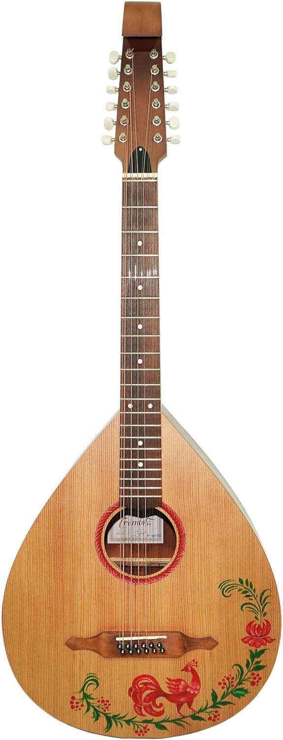 Acoustic 12 Strings Folk Lute Folk Guitar Kobza Vihuela Ukraine Natural Wood Hand painted Perfect Sound! Rare Musical Instrument!