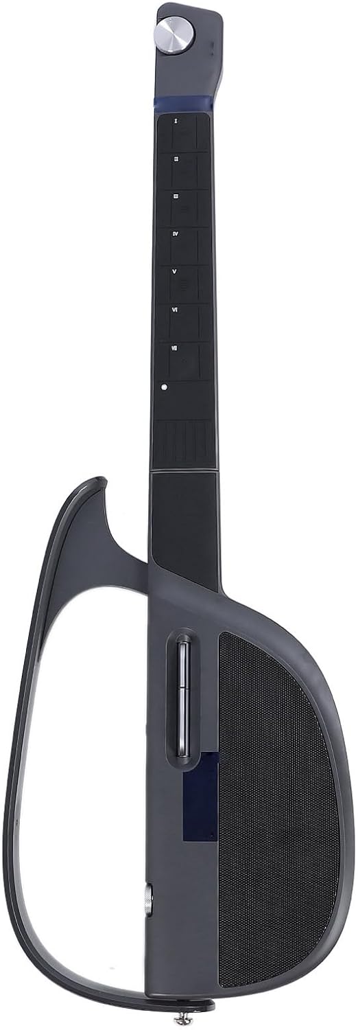 Stringless Smart Guitar, Foldable Automatic Accompaniment Guitar, Travel Backing Guitarra with Real Time Chord Accompaniment, Storage Bag (Black Grey)