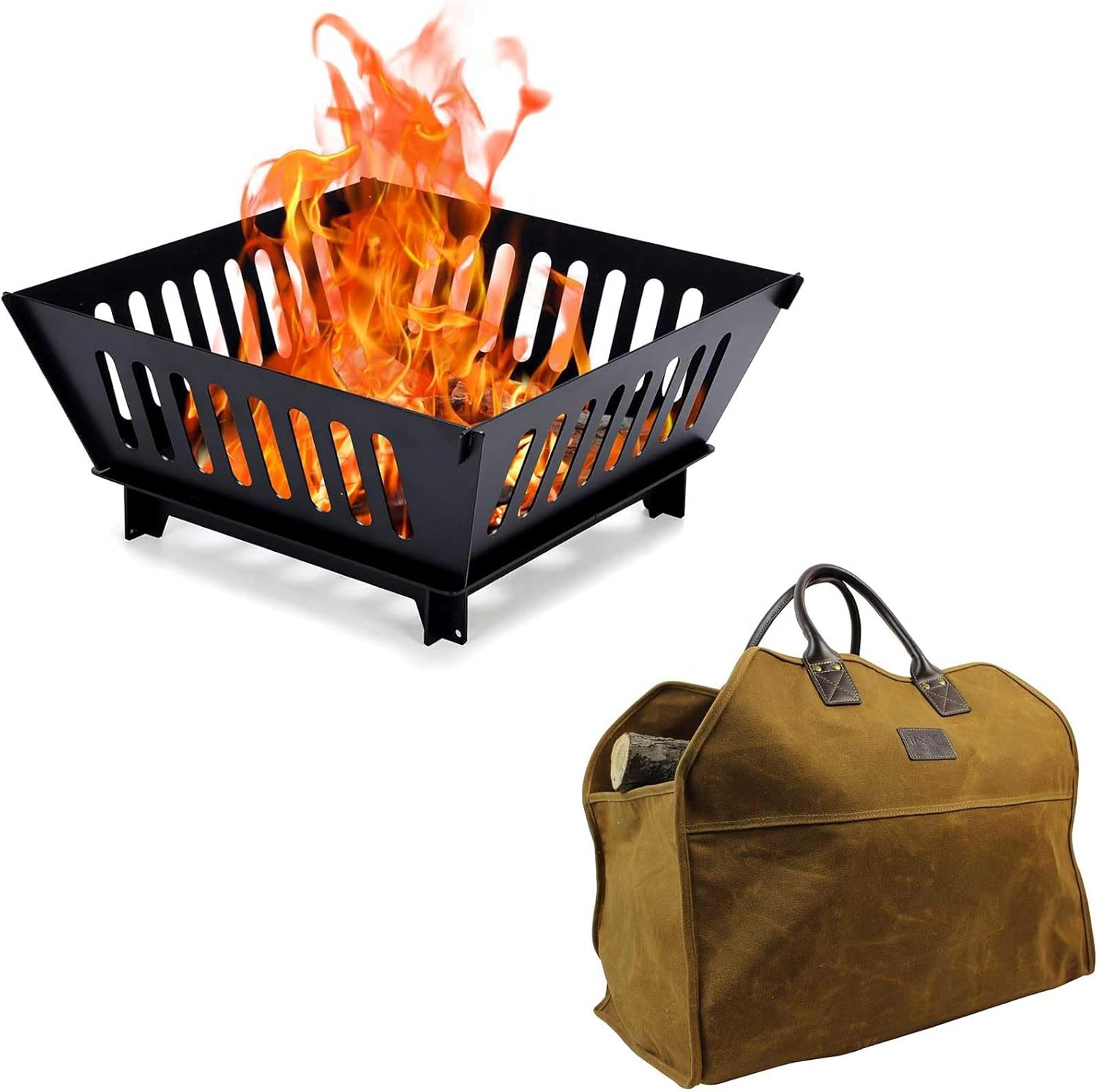 Fire Pits for Outside and Log Carrier