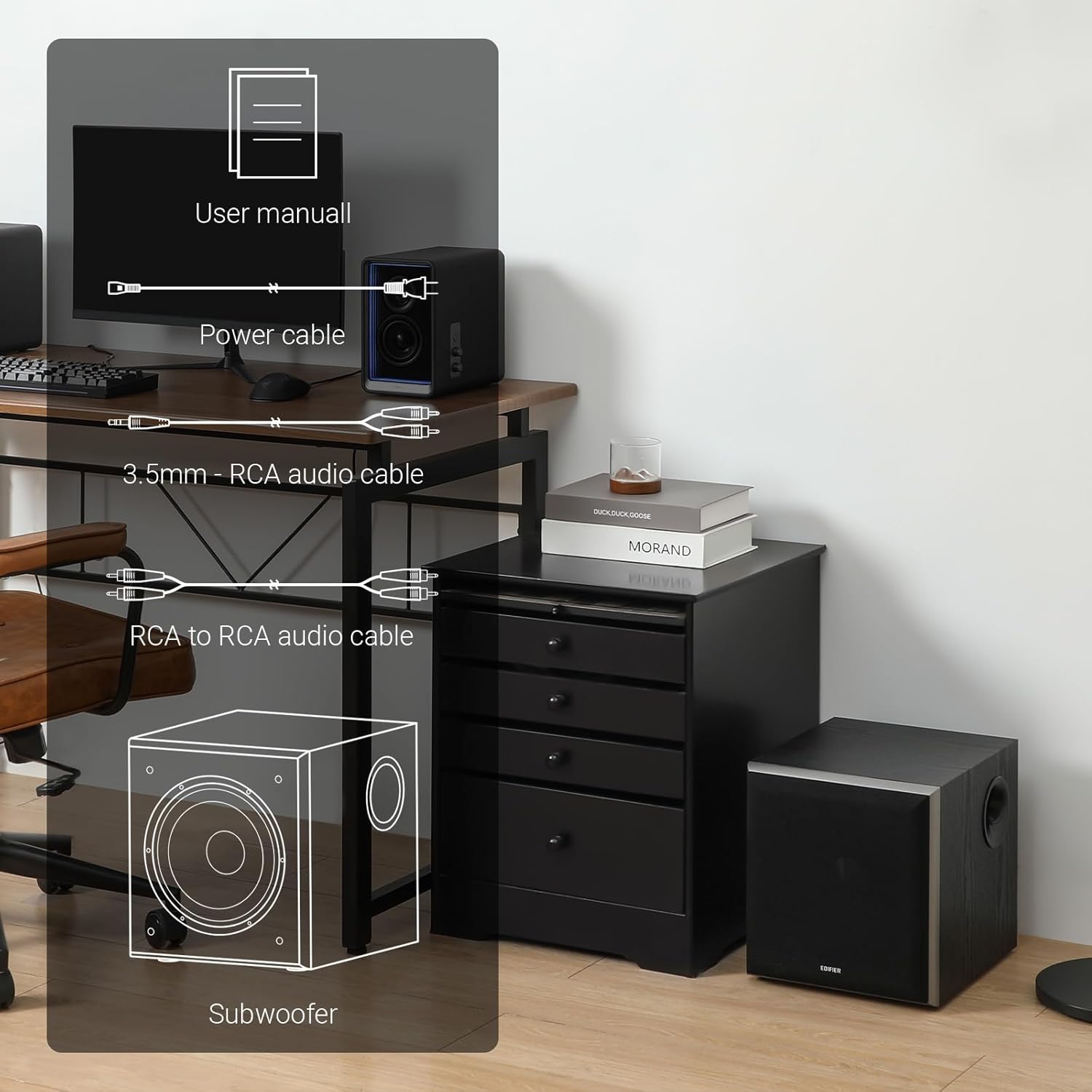 Edifier T5 Powered Subwoofer - 70w RMS Active Woofer with 8 inch Driver and Low Pass Filter