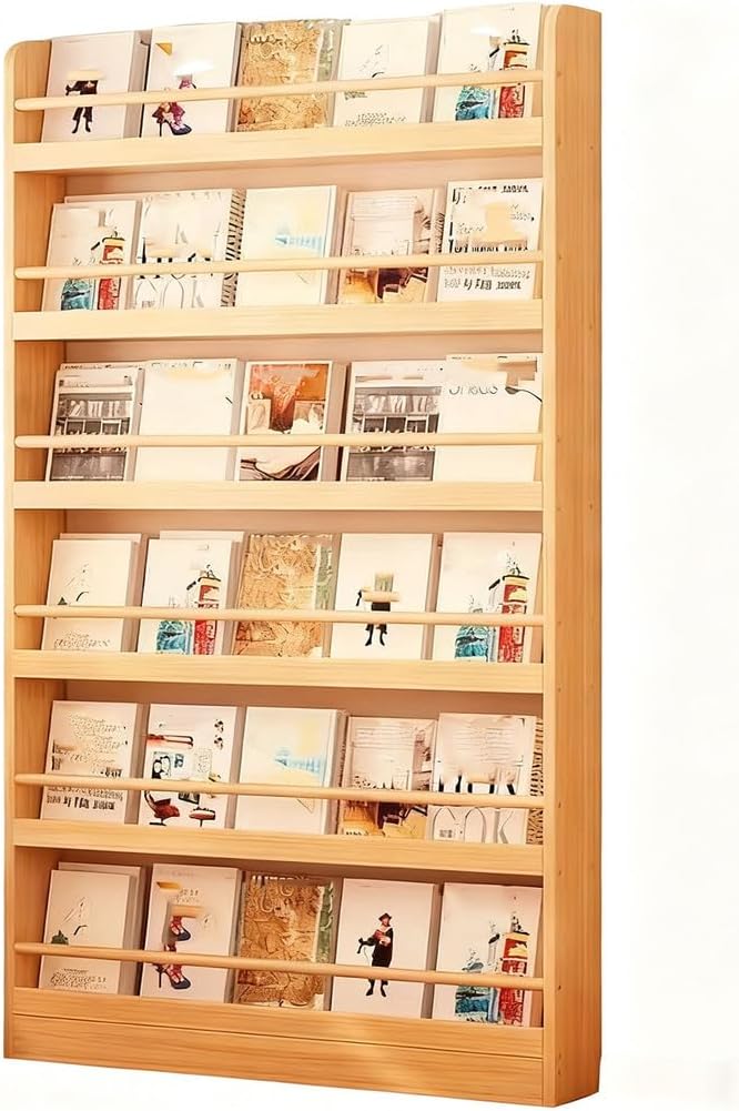 Behind The Door Storage Organizer Behind The Door Bookshelf Solid Wood Bookcases with Open Display Shelves for Toys and Books Space-Saving Wall Mount Narrow Book Shelf,Yellow,100*10*120cm