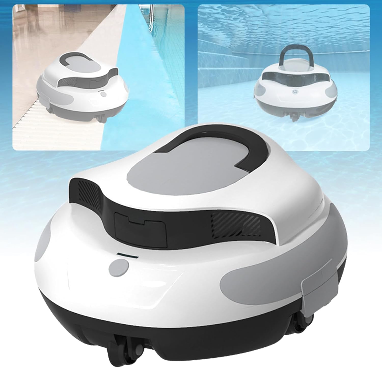 Swimming Pool Vacuum Cleaner 3D Precise Obstacle Avoidance + LED Smart Indicator Light, Automatic Robotic Pool Cleaner Lasts 100 Mins, Up to 1000 Sq.Ft