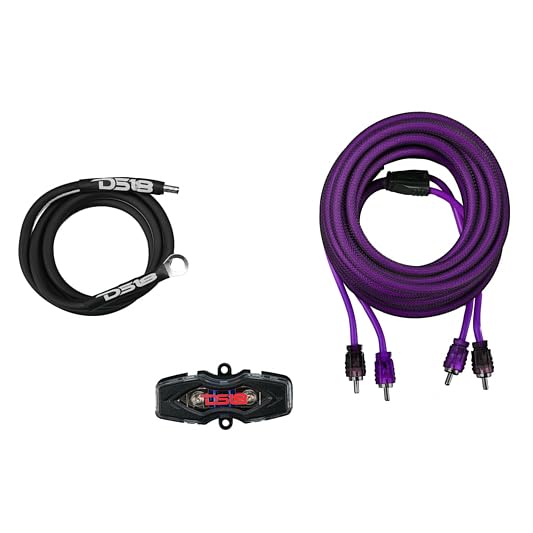DS18 AKIT0.PU 0-GA Amplifier Installation Wiring Kit with Fuse Holder 250A, Up to 3500 Watts RMS, Ultra Flex Wire, Amp Wire Kit, Amp Wiring Kit 0 Gauge - Purple