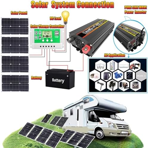 Complete 4000W Solar Inverter Kit with 50A Controller & 100W Panel - Efficient Home & Outdoor Power System, Black, 12V-110V Solar Generator