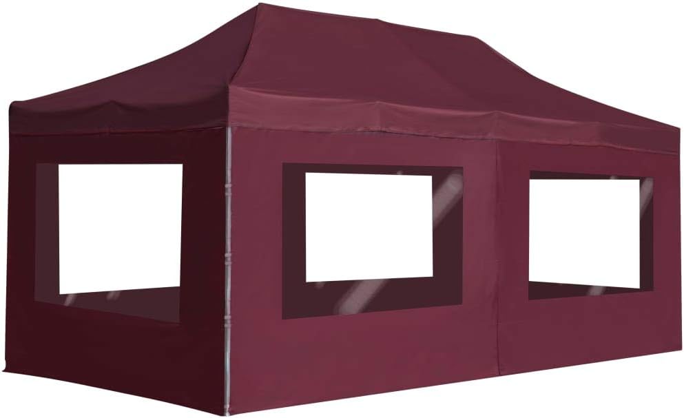 Professional Folding Party Tent with Walls Aluminum 19.7'x9.8' Wine Red,Party Tent with Aluminum Frame UV Resistant Sunshade for Outdoor Events Outdoor Living, Patio Furniture & Accessories