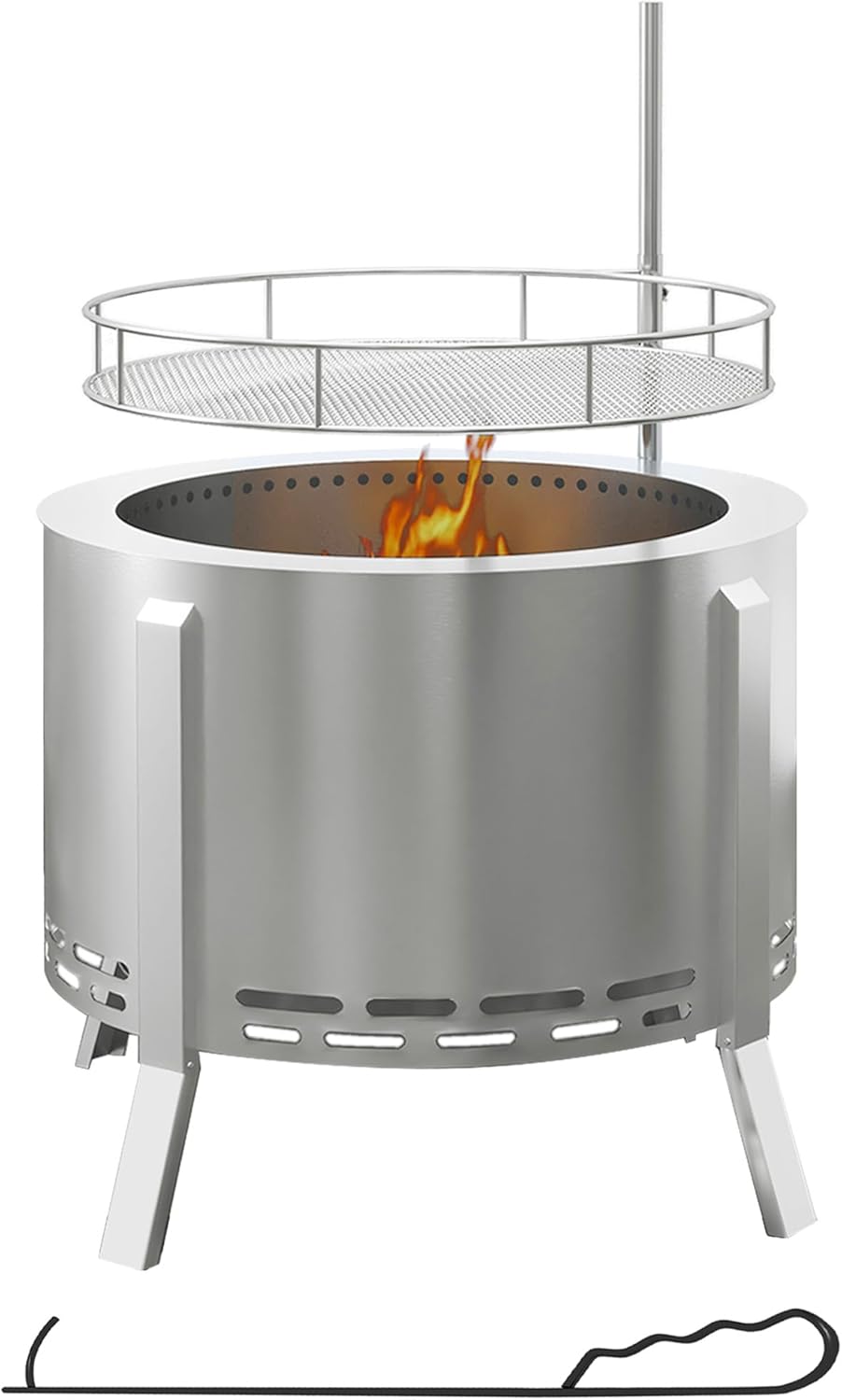 2-in-1 Smokeless Fire Pit, BBQ Grill, 19