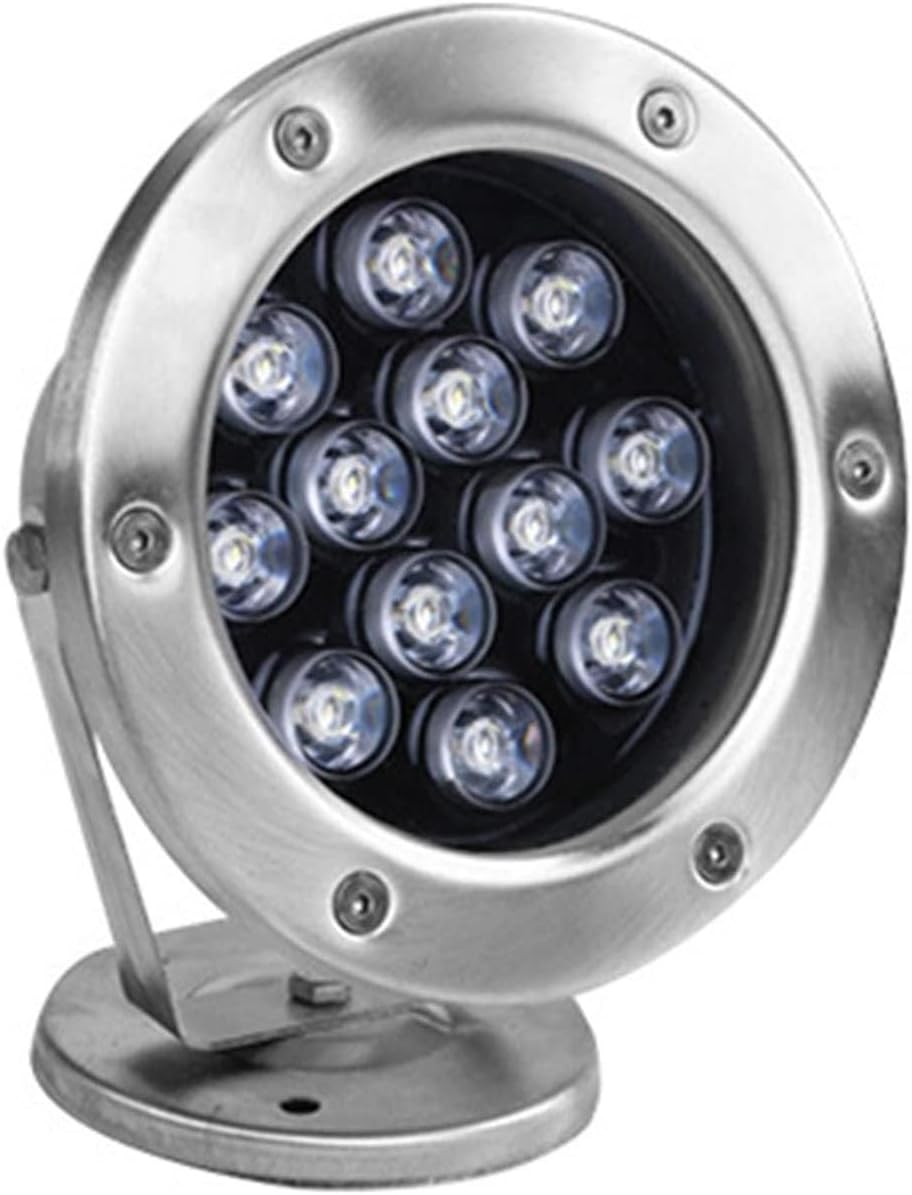 Submersible LED Pool Lights - 24V Stainless Steel Pond Landscape Lights - IP68 Waterproof Spotlight Colorful Scene Fountain Light, for Driveway, Deck, Step Lamp(Warm White,12W)