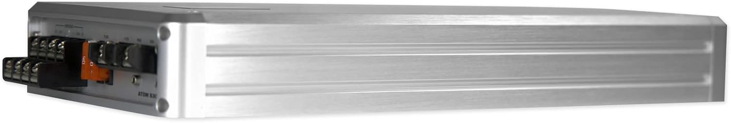 Rockville Atom S30 2400W 4-Channel Marine Amplifier 2/4 Ohm, Voltmeter, PA Mic, for Boats and Marine Audio Systems