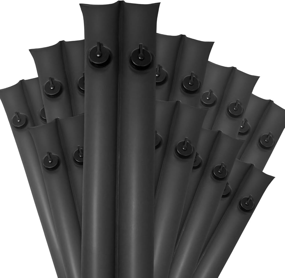 Pool Mate 10 ft. 10-Pack Extra Strength Black Double Chamber Pool Water Bags, Double Seams, .25 MM Thick Vinyl, Cover Weights, Oversized Jumbo Screw Valve Cap, Water Tubes