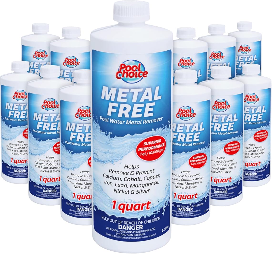 SpaChoice 1-Quart 12-Pack Premium Metal Free Pool Water Metal Remover, Pool Stain Remover, Made in USA