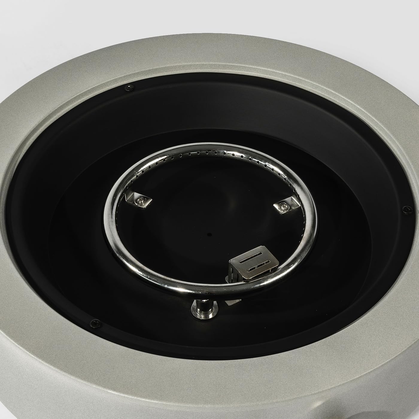 Portable Round Outdoor Heater for Patio Gas Fire Pit Bowl Stainless Steel Burner Ring Tabletop Firepits for Outside Use on Deck or Backyard Modern Gray