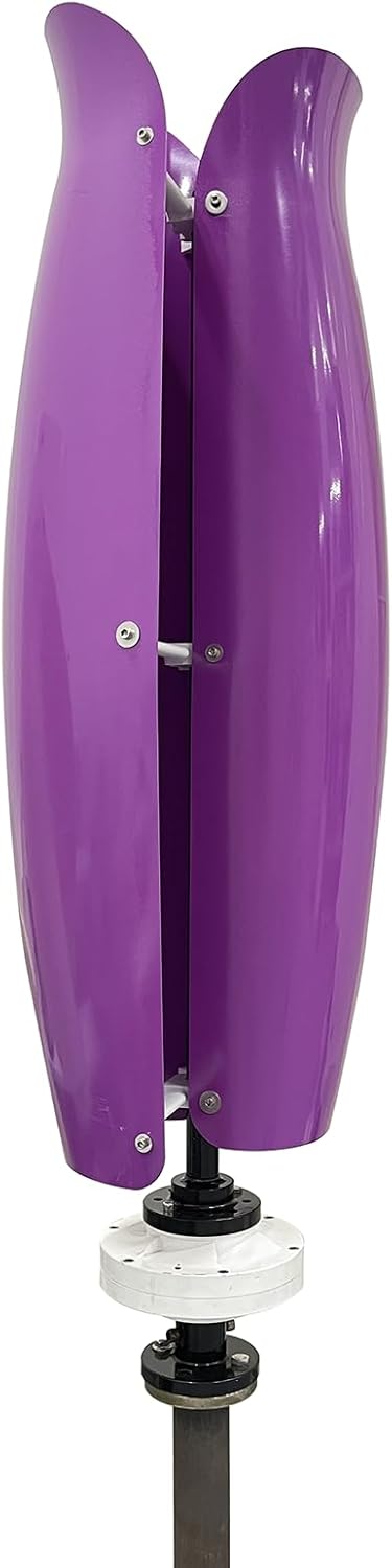 3KW Vertical Axis Wind Turbine Generator Maglev Generator 12V / 24V / 48V Wind Turbine Generator Power Kit with MPPT Controller and 2 Fiberglass Blades for Highway, Home, Boat,Purple,3000W24V