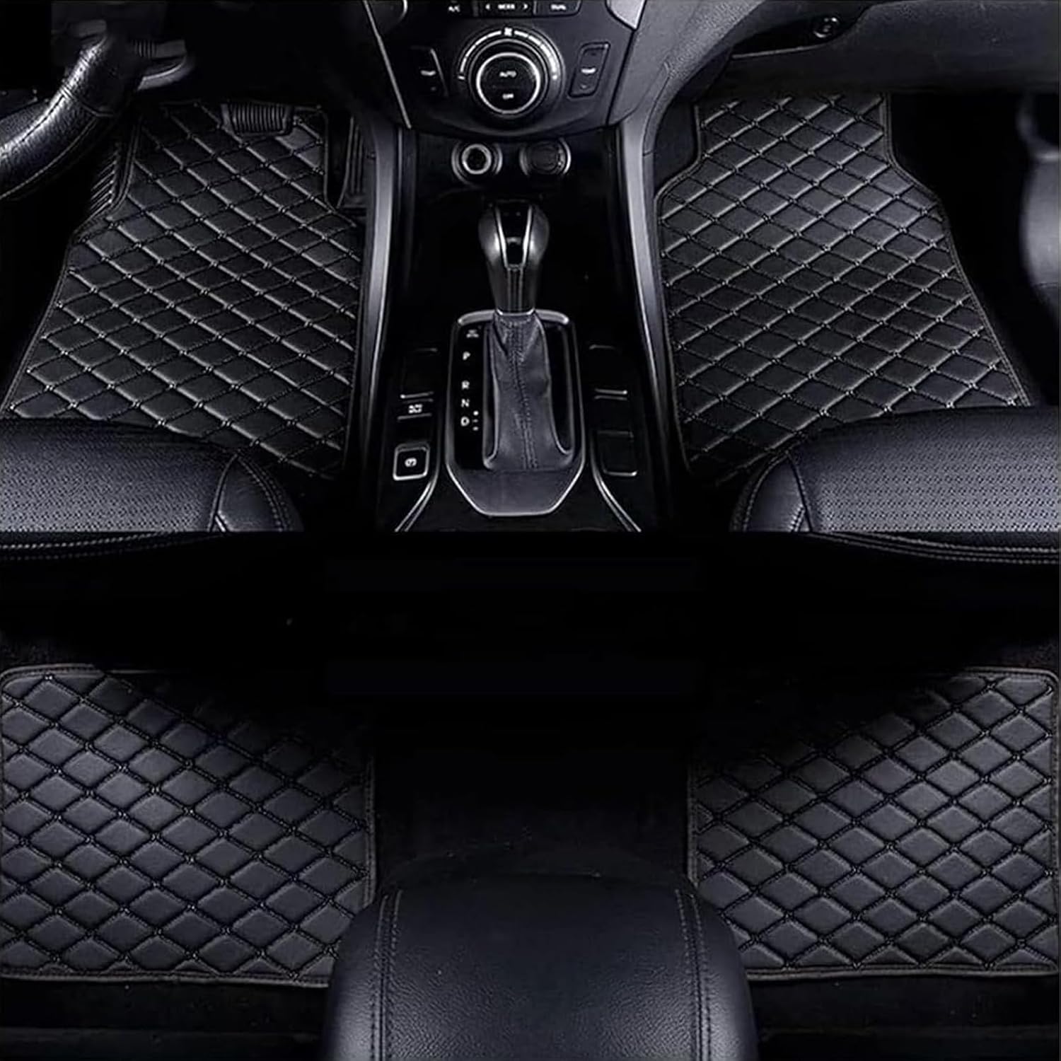 4 Pcs Leather Car Floor Mats for BMW XM G09 2023 2024 2025, Custom Front Rear Row Foot Pads Liners Waterproof Anti-Slip Carpet Protection Interior Accessories,B/Black