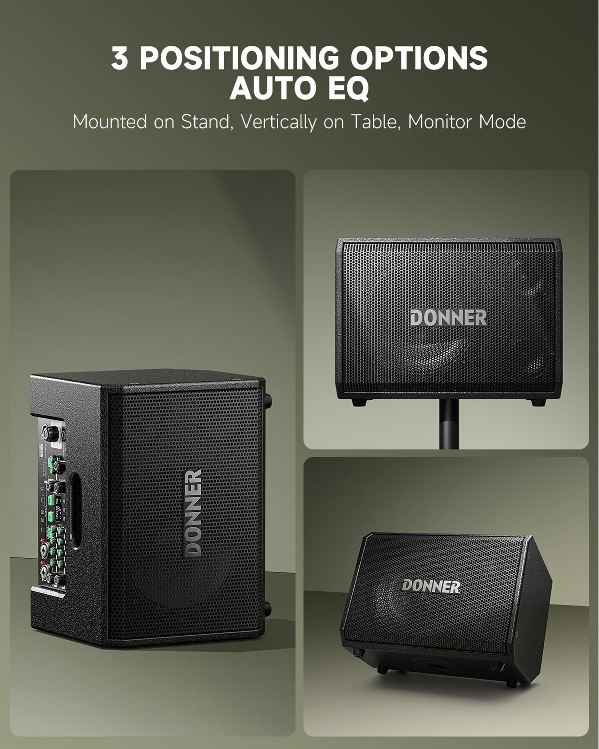 Donner MT-1 Portable PA System, 300W Wireless BT Speaker Sound Amplifier, 4-6h Outdoor Use, with Two 2.5