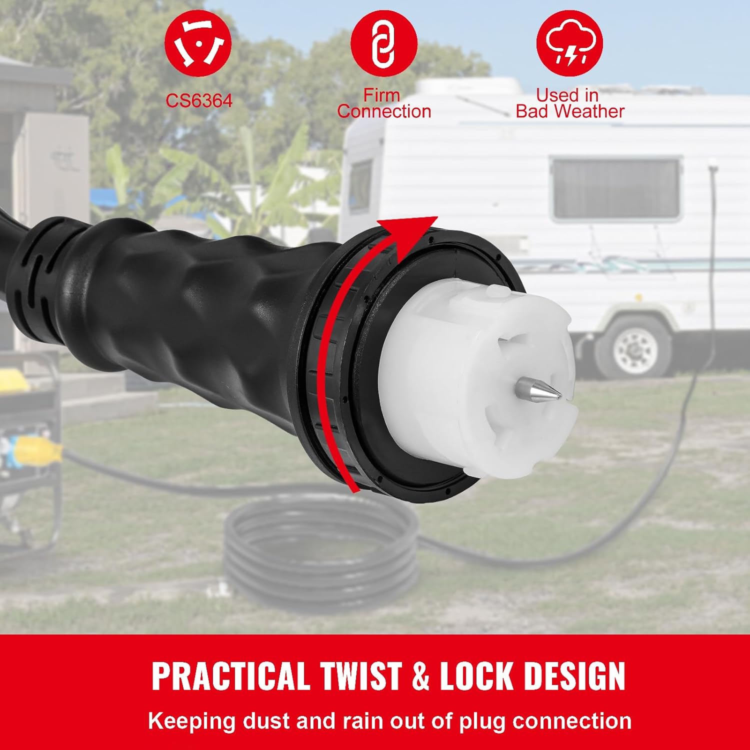 Happybuy 50ft 50 Amp Generator Extension Cable, 125V 250V, with Special Connectors