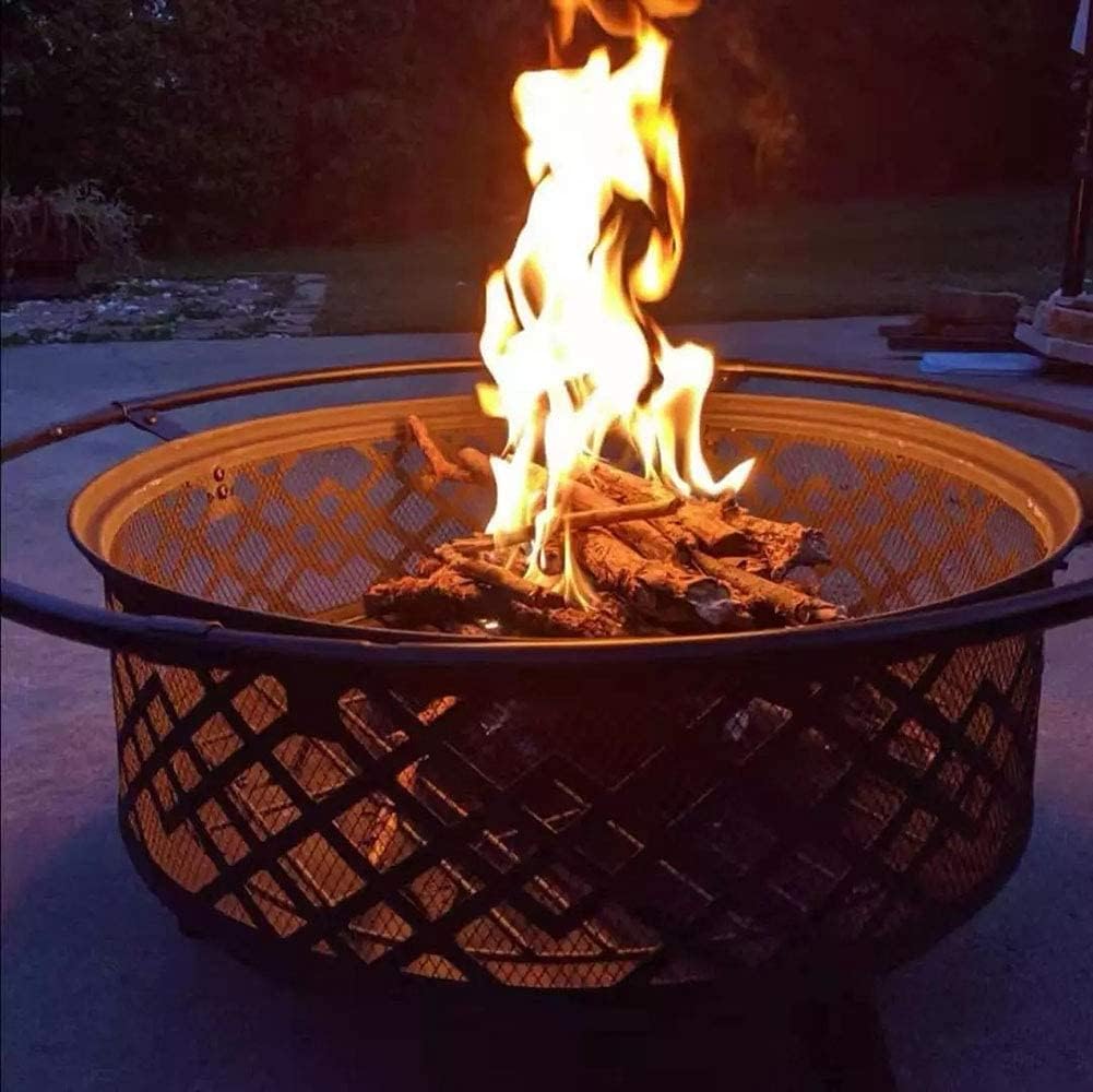 Small firepit, Fire Pit with BBQ Grill Shelf, Outdoor Metal Brazier Star Moon Shape Garden Patio Heater Camping Bowl BBQ with Grill, Mesh Lid, Grate