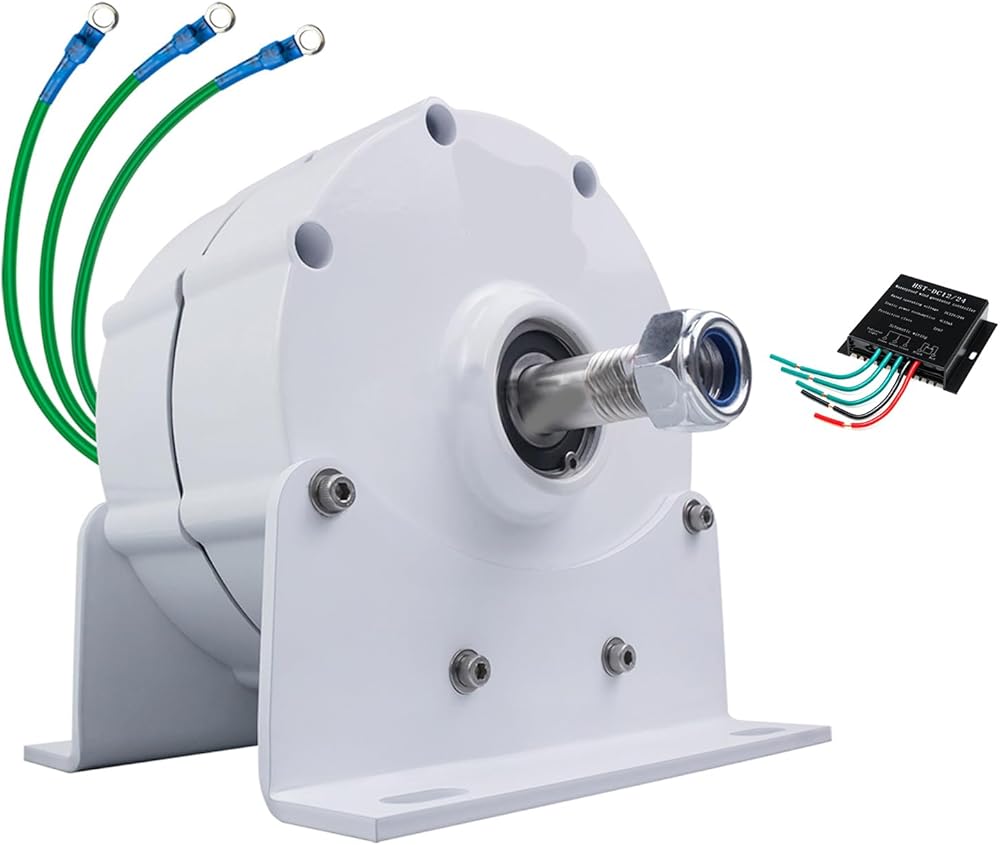 5000W Low-Speed Gearless Permanent Magnet Generator AC Alternator with Base Permanent Magnet Motor for Wind Turbine & Water Turbine 12V/24V/48V Options