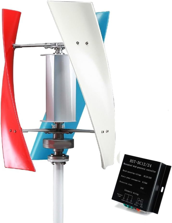 48V Vertical Axis Wind Turbine Windmill, 10000W 3 Blades Vertical Axis Wind Turbine Kits with Charge Controller Off Grid System for Home Industrial