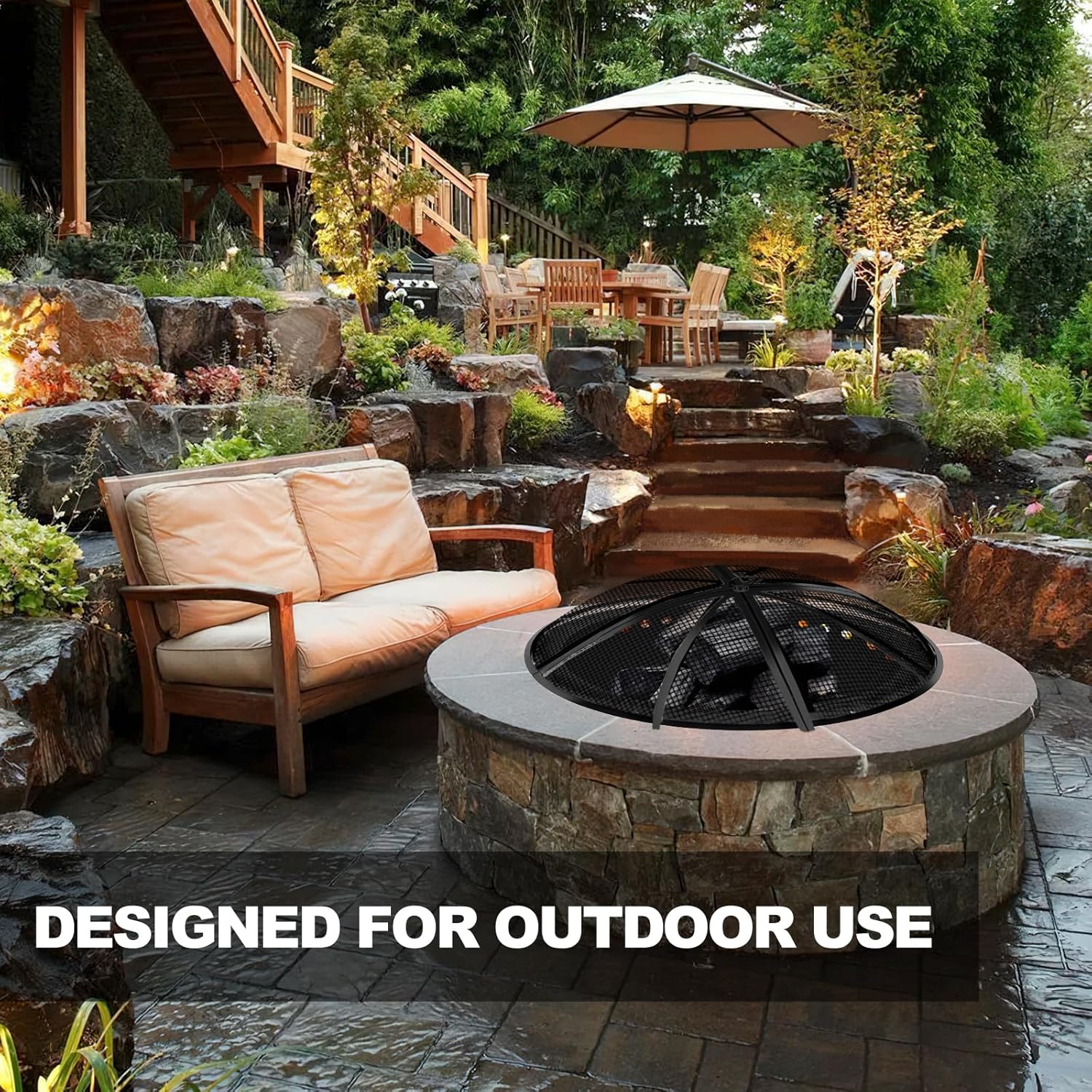 Outdoor Smokeless Large Fire Pit Ring 43 Inch Outer/39 Inch Inner Diameter, Heavy Duty Metal Round Liner Insert for Outside DIY Campfire or Bonfire Ring, Above or In Ground Use