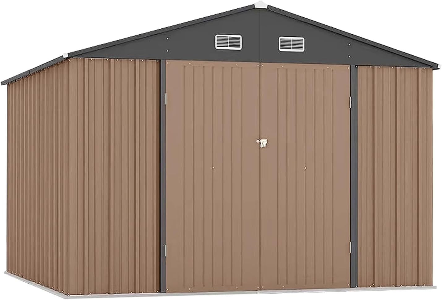 12 x 10 FT Outdoor Storage Shed, Large Garden Tool Metal Shed with Updated Frame Structure & Double Lockable Door, Metal Sheds & Outdoor Storage House for Patio, Garage, Backyard, Lawn, Brow
